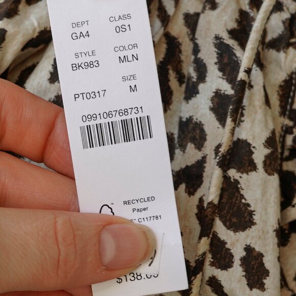 NWT J. Crew Dress Leopard Midi Ruffle Neck 50s Classic Tea Length Balloon Sleeve - Picture 5 of 11